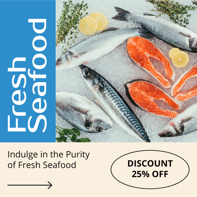 Offer of Fresh Seafood with Cooked Salmon Animated Post Modelo de Design