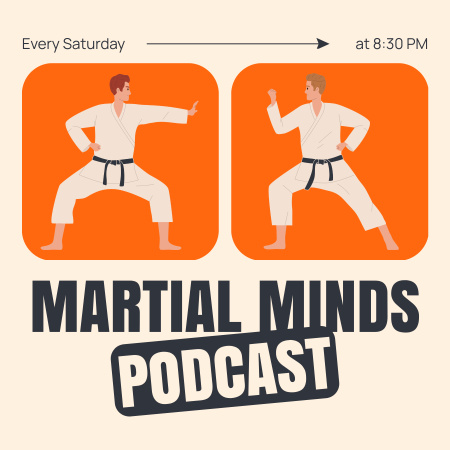 Platilla de diseño Martial Minds Of Martial Arts Podcast Cover