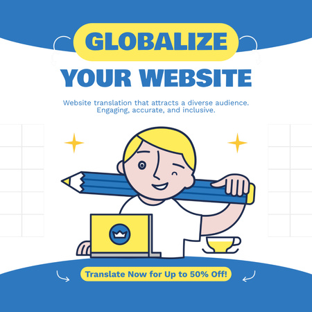 Platilla de diseño Website Translation Service At Half Price Offer Animated Post