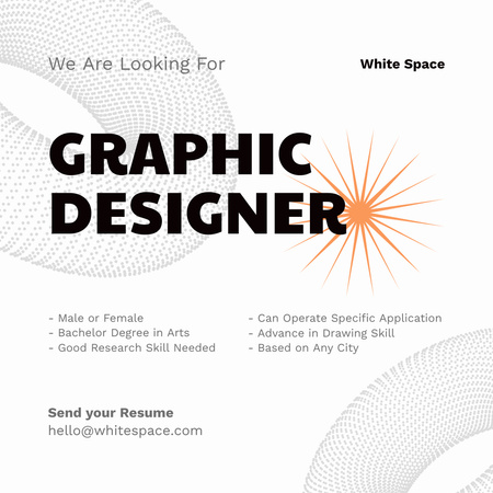 Graphic Designer Vacancy Ad Instagram Tasarım Şablonu