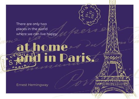 Plantilla de diseño de Paris Travelling Inspiration with Eiffel Tower Postcard 