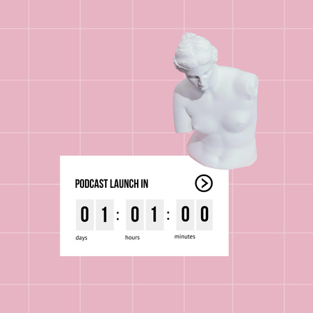 Plantilla de diseño de promoción del podcast girl power con escultura antigua Instagram 