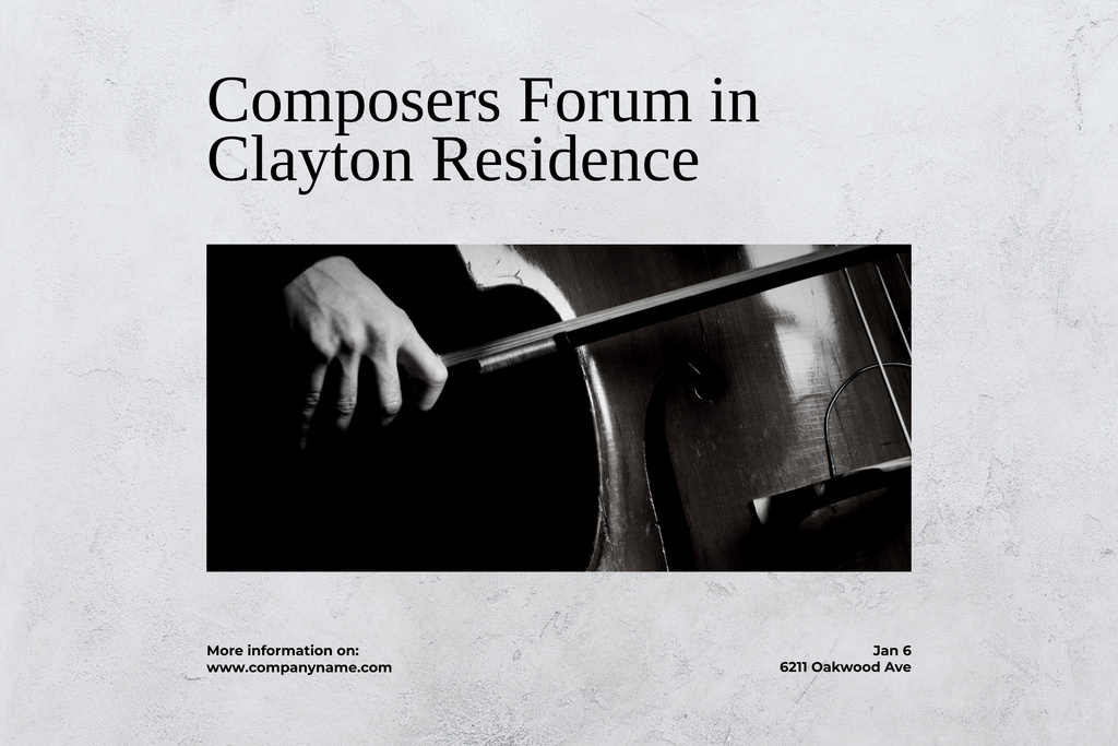 Composers Forum Invitation on Black and White Poster 24x36in Horizontalデザインテンプレート