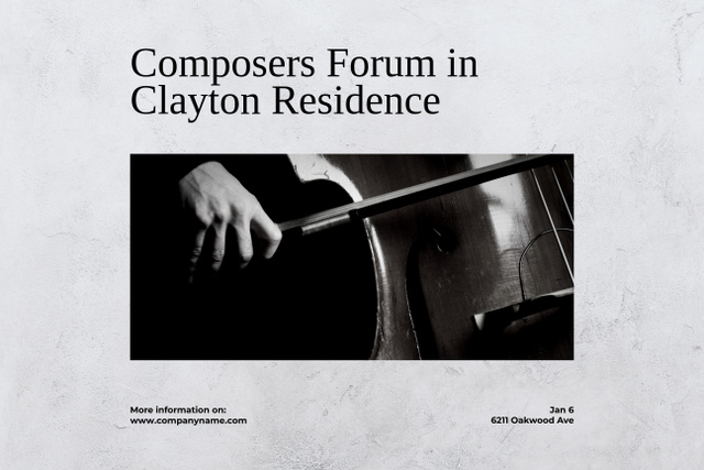 Composers Forum Invitation on Black and White Poster 24x36in Horizontal – шаблон для дизайна
