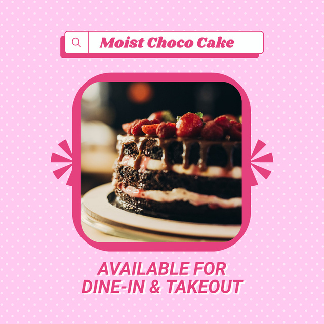 Designvorlage Take Out Cakes Offer on Pink für Instagram