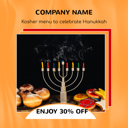 Kosher Meals List Sale Offer to Celebrate Hanukkah Instagram Design Template