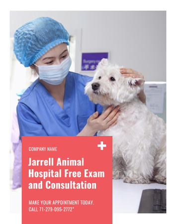Vet Clinic Ad Doctor Holding Dog Poster 22x28in Modelo de Design
