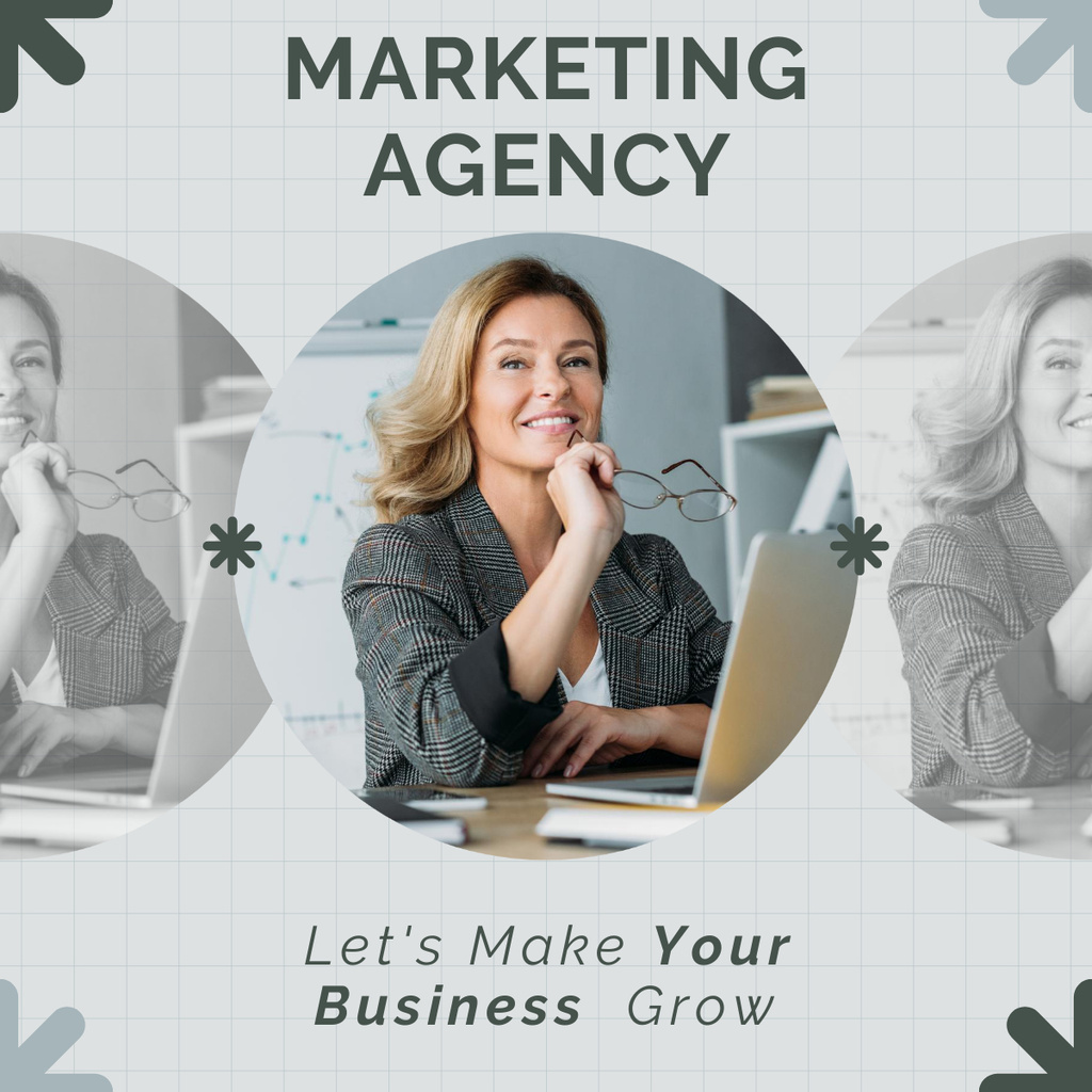 Marketing Agency Services for Business Growth and Development LinkedIn postデザインテンプレート