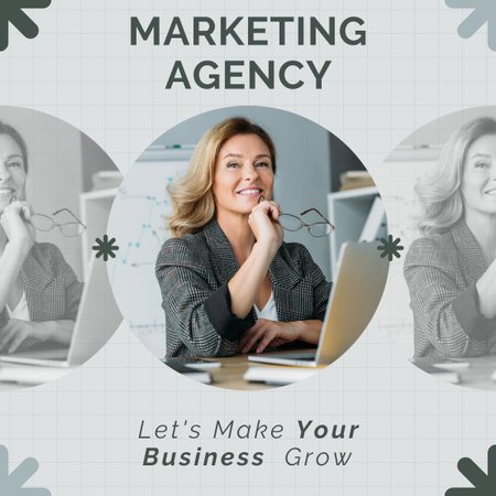Marketing Agency Services for Business Growth and Development LinkedIn post Design Template