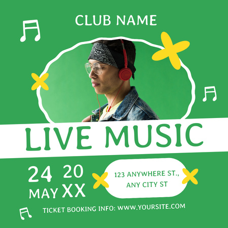 Plantilla de diseño de Anuncio de evento de música en vivo de primavera en el club Instagram 