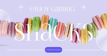 Bakery Ad with Colorful Macarons Facebook AD Modelo de Design