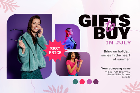 Platilla de diseño  July Gift Buying Announcement with Stylish Women Mood Board