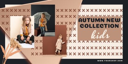 Autumn New Collection of Clothing for Kids Twitter Design Template