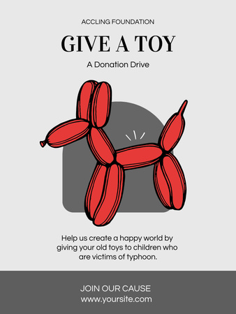 Coletando brinquedos infantis para caridade em cinza Poster US Modelo de Design