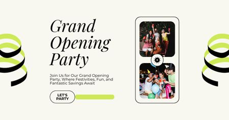 Anúncio da festa de inauguração com festividades Facebook AD Modelo de Design