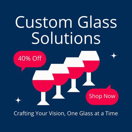 Designvorlage Anzeige von kundenspezifischem Glas mit Rabatt für Instagram
