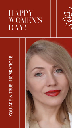 Designvorlage Women’s Day Greeting In Red für Instagram Video Story