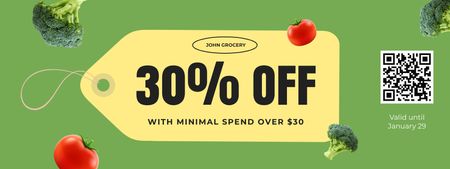 Groceries Discount With Tomatoes And Broccoli Coupon Design Template
