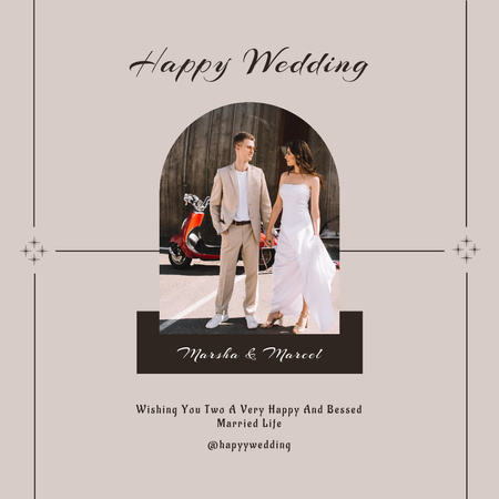 Wedding Announcement with Happy Newlyweds Instagram Design Template
