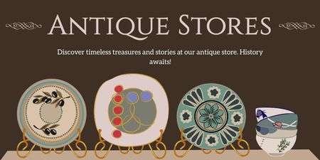 Modèle de visuel Offre d'assiettes décoratives dans un magasin d'antiquités - Twitter