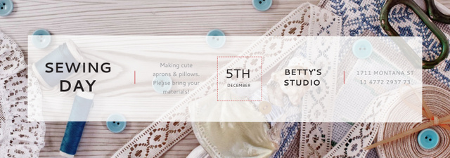 Sewing day event with needlework tools Tumblr Design Template