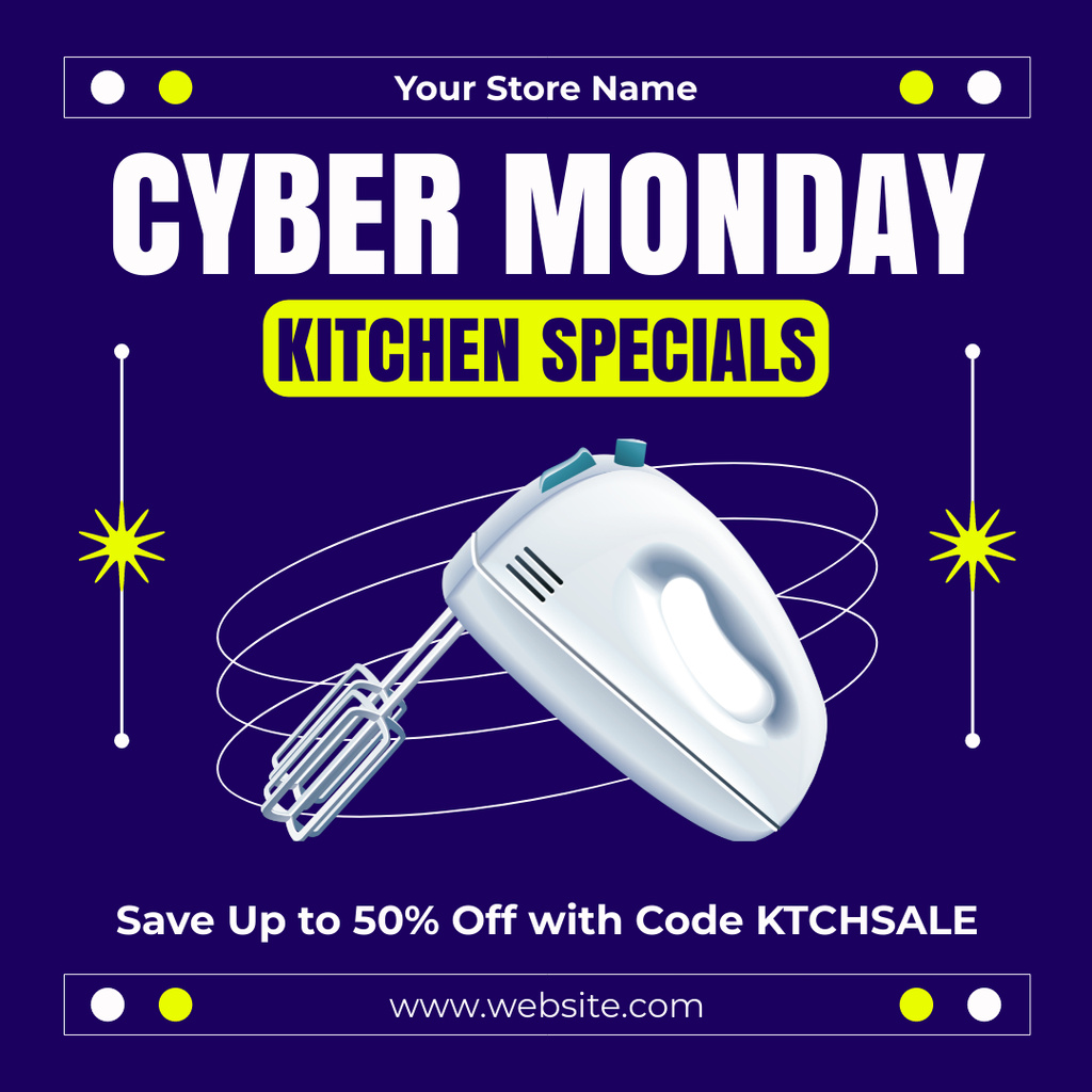 Cyber Monday Specials of Kitchen Appliance Instagram ADデザインテンプレート