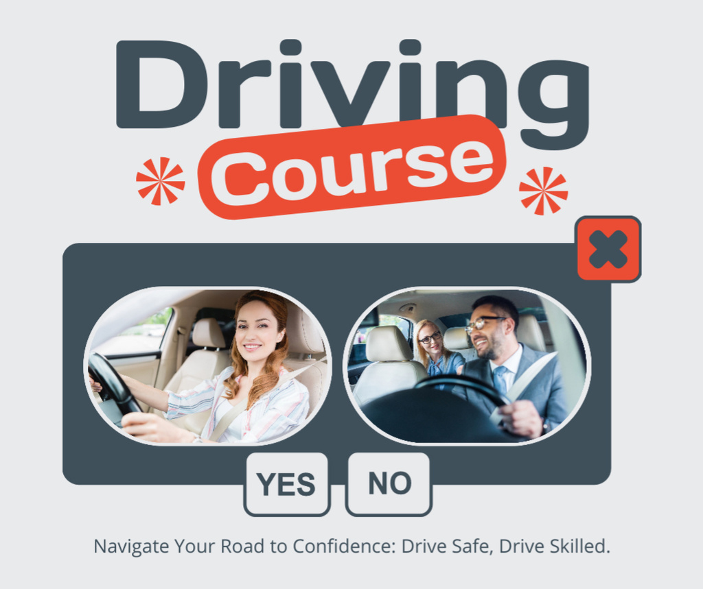 Specialized Driving School Course Promo Facebook Modelo de Design