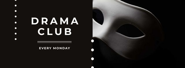 Modèle de visuel Drama Club Ad with Theatrical Mask - Facebook cover