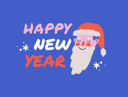 New Year Greeting with Cute Santa Postcard 4.2x5.5in Design Template