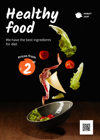 Fresh And Healthy Ingredients In Bowl Flayer – шаблон для дизайна