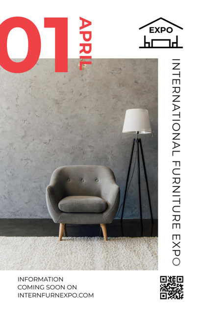 Furniture Expo With Armchair And Floor Lamp Invitation 5.5x8.5in Šablona návrhu