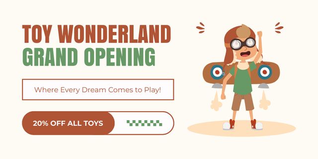 Ontwerpsjabloon van Twitter van Stunning Toy Shop Grand Opening With Discounts