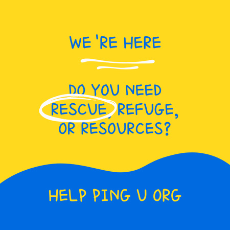 Rescue Service and Support Refugees on Yellow-Blue Instagram Design Template