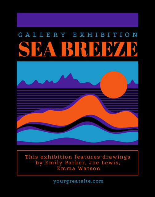 Gallery Exhibition Announcement with Bright Illustration Poster 22x28in tervezősablon