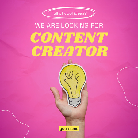 Content Creator Job Offer Instagram AD Design Template