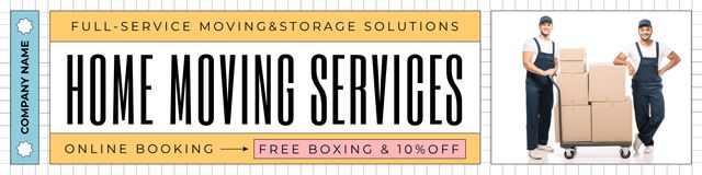 Modèle de visuel House Moving Services with Delivers Carrying Boxes - Twitter