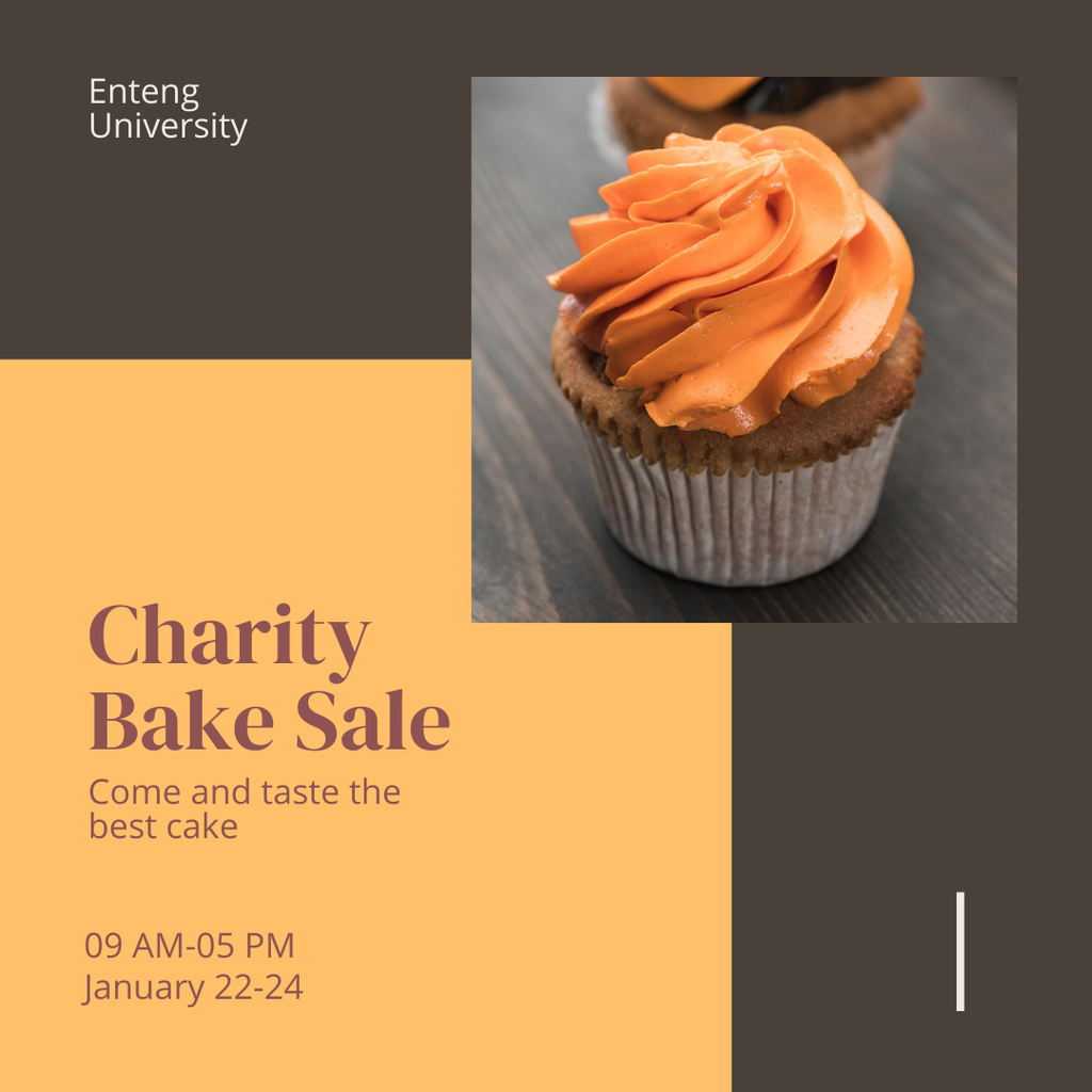 Charity Bake Sale Ad on Brown Instagram Πρότυπο σχεδίασης