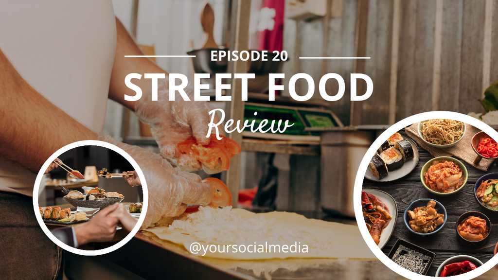 Ontwerpsjabloon van Youtube Thumbnail van Blog with Review on Street Food
