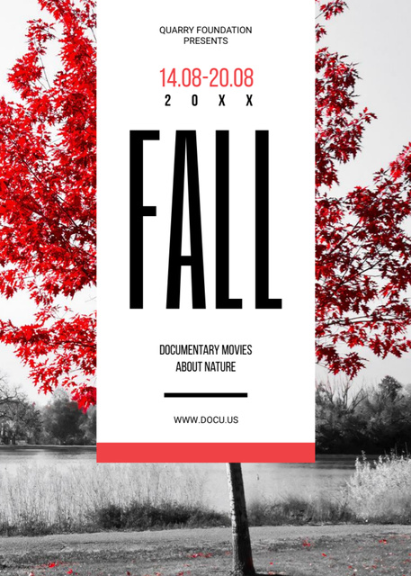 Film Festival Invitation with Autumn Red Tree Invitation Design Template