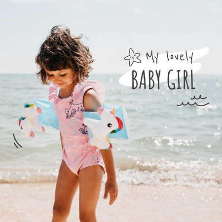 Cute Girl at the Beach Instagram Design Template