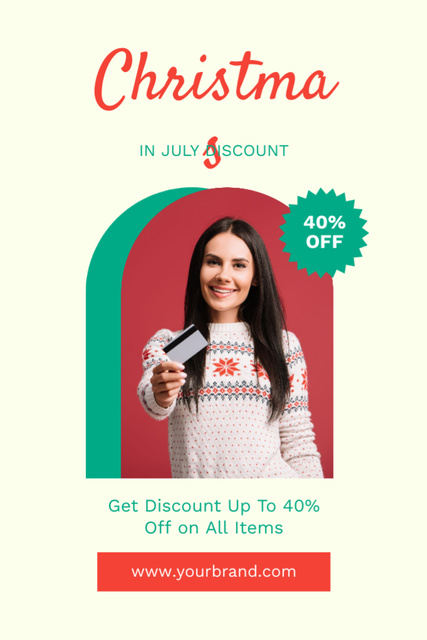 Festive Christmas in July Sale Ad Flyer 4x6in Design Template