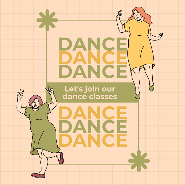 Illustration of Cute Dancing Women Instagramデザインテンプレート