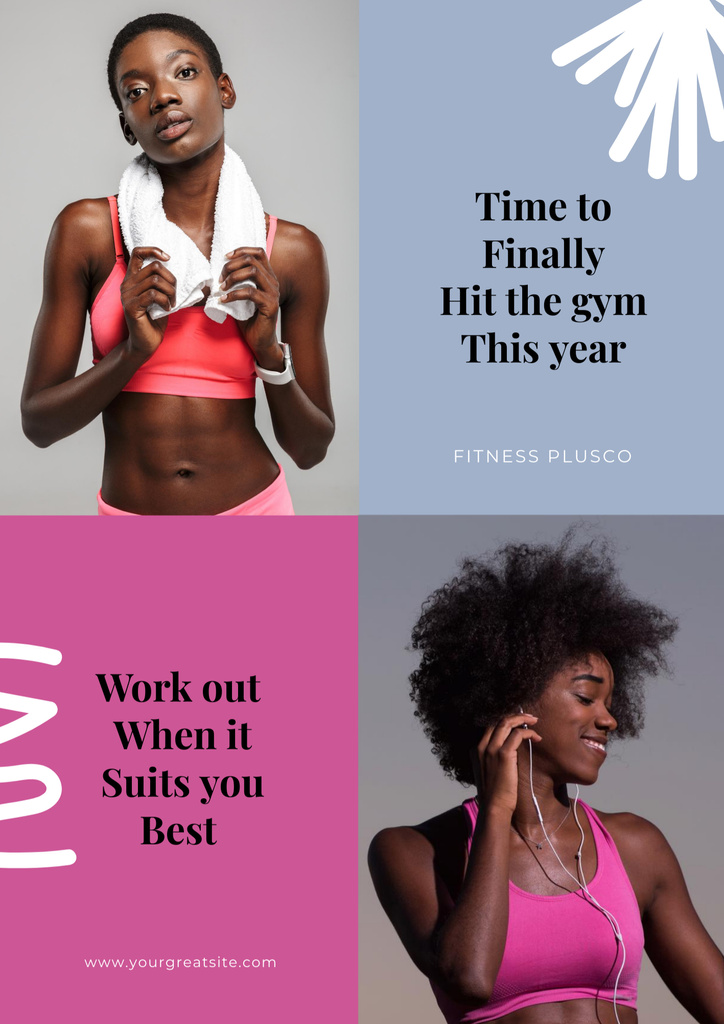 Ad of Gym with Sportive Women Poster B2 Šablona návrhu