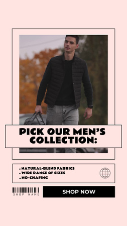 Modèle de visuel Collection de vêtements confortables pour hommes - Instagram Video Story