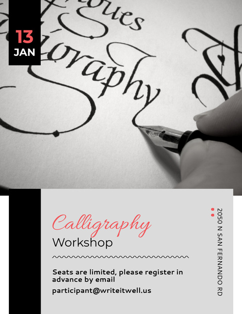 Platilla de diseño Calligraphy Training Workshop Ad Flyer 8.5x11in