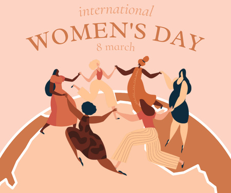Diverse Women dancing in Circle on Women's day Facebook Design Template