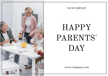 Family Celebrating Parent's Day Together At Home Postcard A5 – шаблон для дизайна