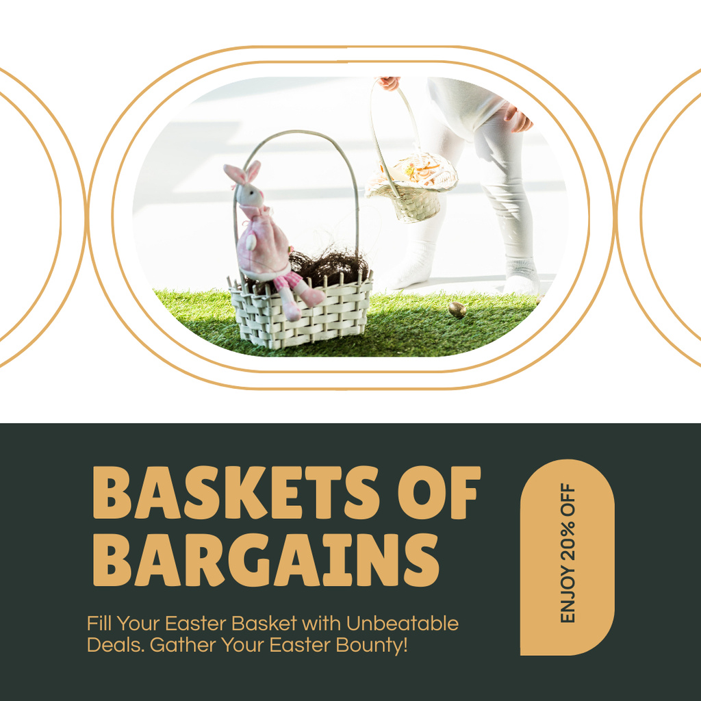 Easter Baskets Special Offer with Cute Bunny Instagram AD – шаблон для дизайна