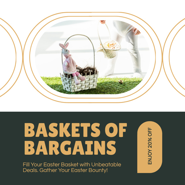 Easter Baskets Special Offer with Cute Bunny Instagram AD – шаблон для дизайну