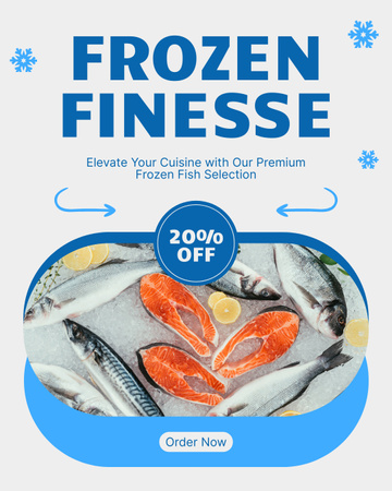 Discount on Seafood with Gourmet Salmon Instagram Post Vertical Design Template